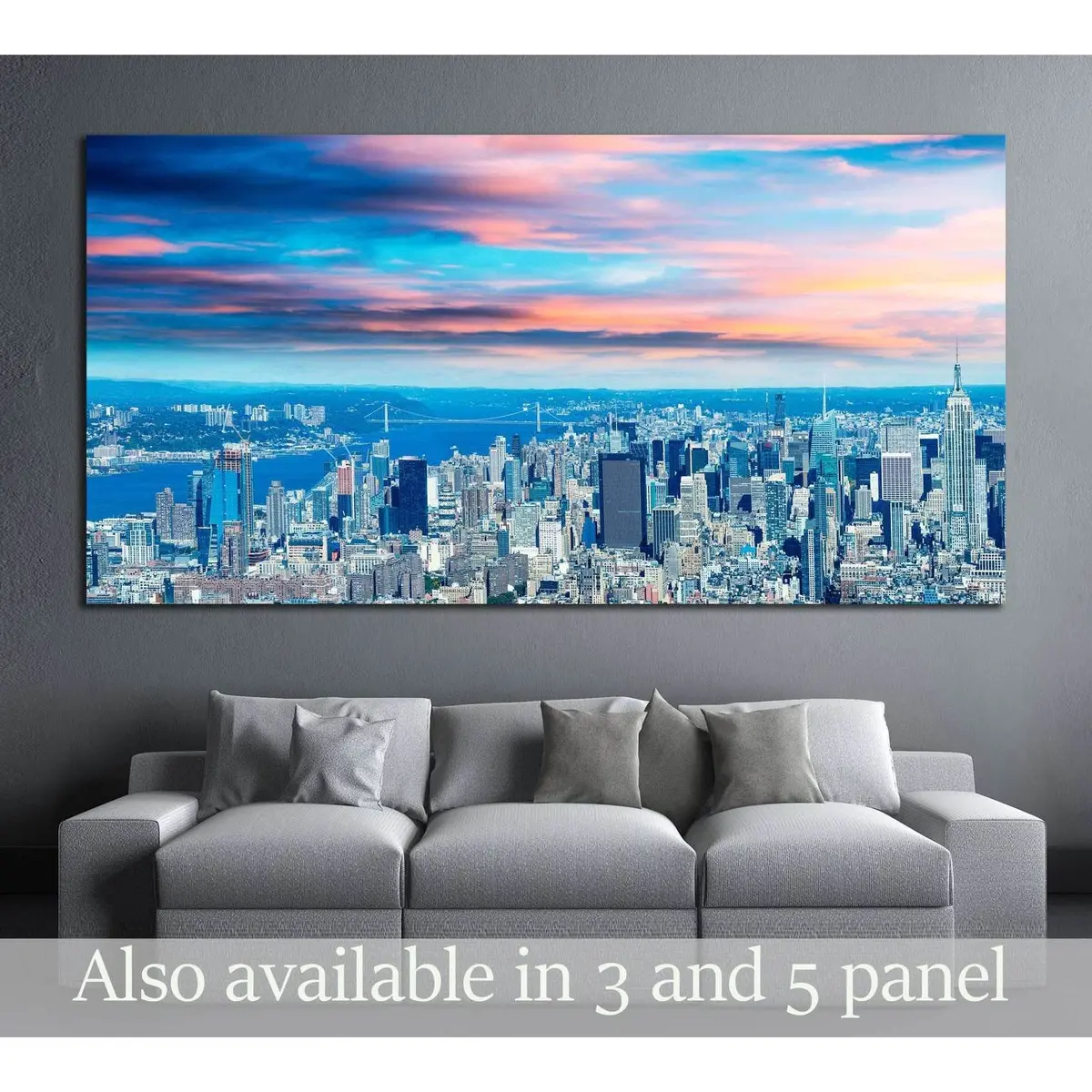 New York City - Aerial View Of Manhattan Skyline №2718 Ready To Hang Canvas Print 1