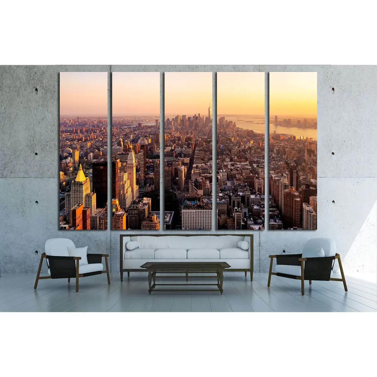 Sunset Over NYC Canvas Wall Art – Ready-to-Hang Print #2992 - Image 3