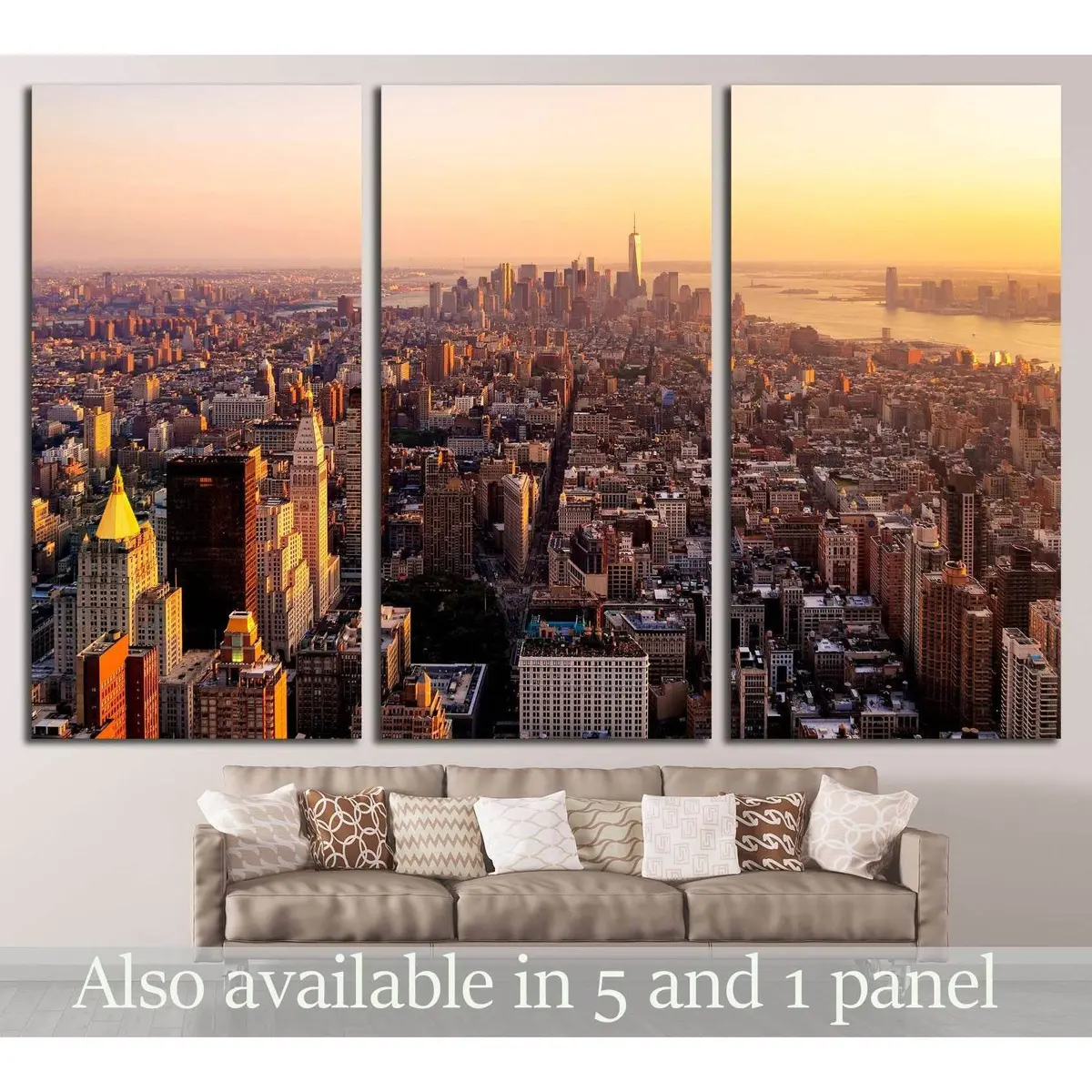 New York City At Sunset №2992 Ready To Hang Canvas Print 5
