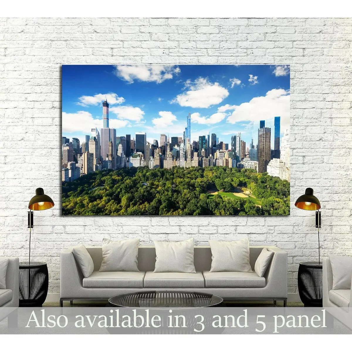 New York City, Central Park View To Manhattan With Park At Sunny Day №2273 Ready To Hang Canvas Print 1