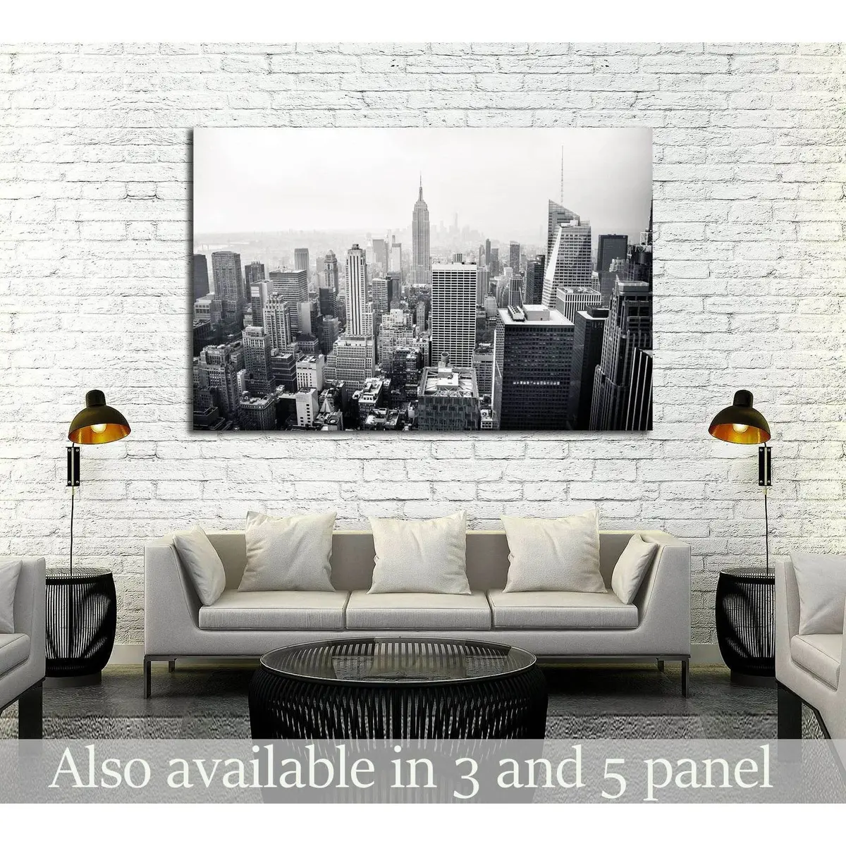 New York City In Black And White. Aerial View №2635 Ready To Hang Canvas Print 1