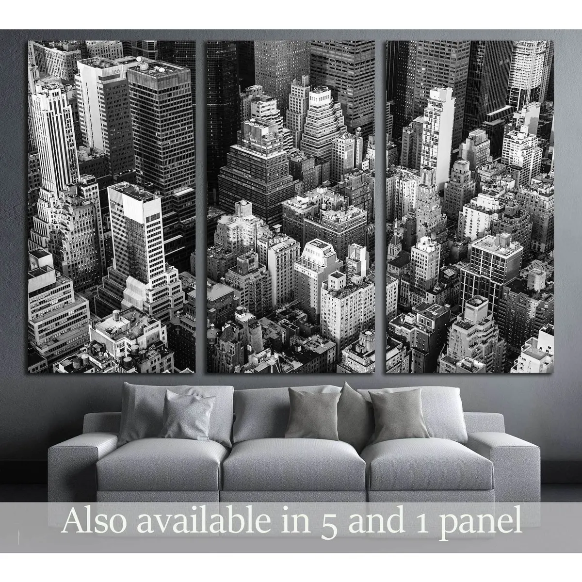 New York City Manhattan Aerial View Black And White №3041 Ready To Hang Canvas Print 5
