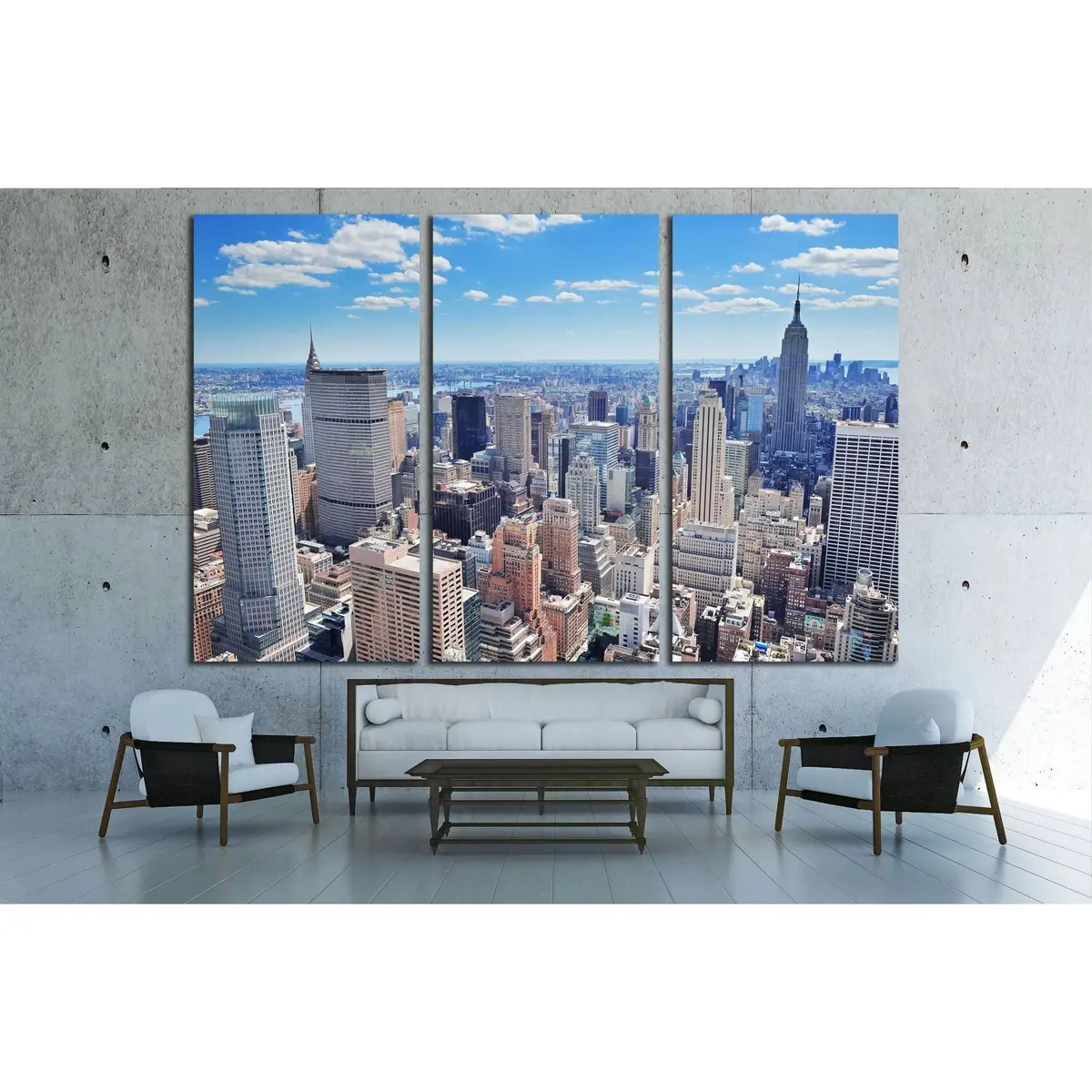 New York City Manhattan Midtown Aerial Panorama View With Skyscrapers №2599 Ready To Hang Canvas Print 5