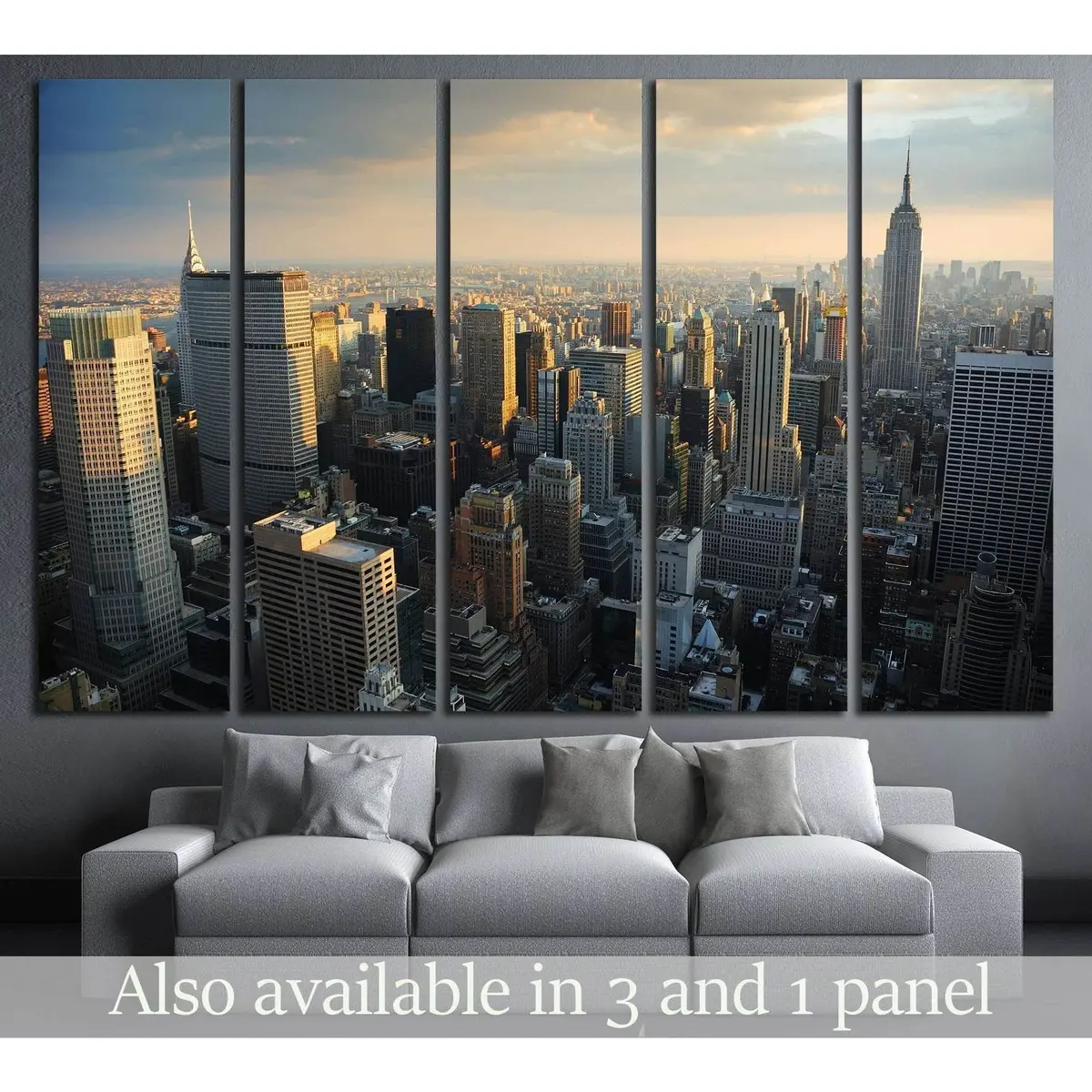 Manhattan Skyline Aerial Art Print Featuring Empire State Building – Ready-to-Hang Canvas Wall Decor