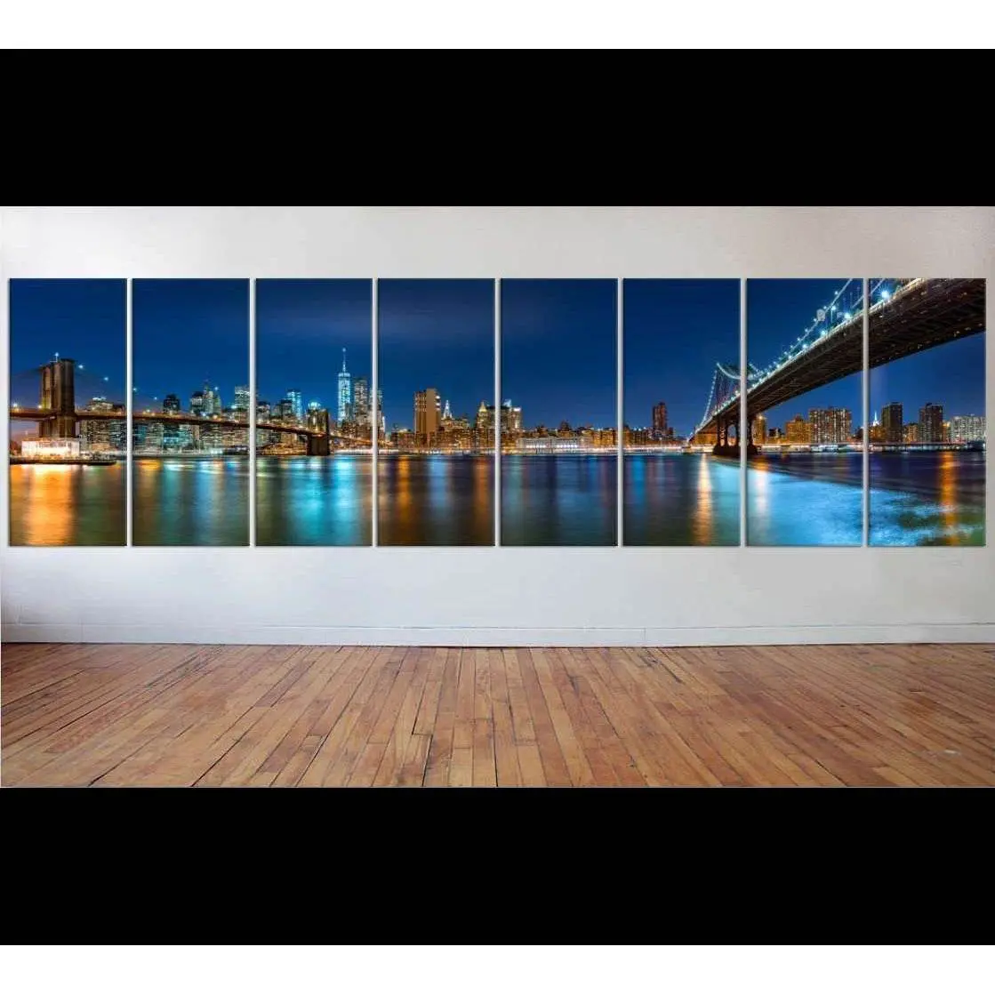 New York City Night Panorama Xxl №52 Ready To Hang Canvas Print 1