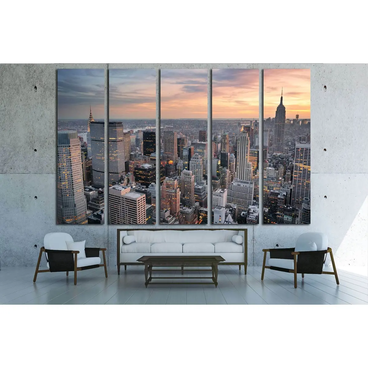 Aerial Sunset NYC Skyline Canvas Art Print Featuring Vibrant Clouds and Iconic Skyscrapers – Ready to Hang, #2619 - Image 3