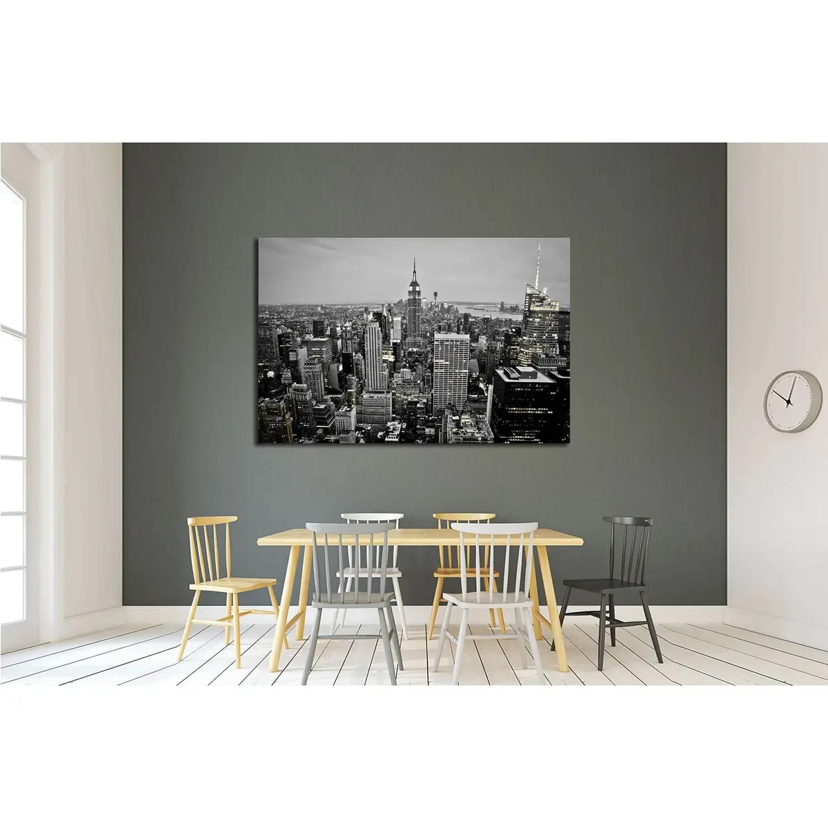 New York City Skyline At Night №2405 Ready To Hang Canvas Print 3