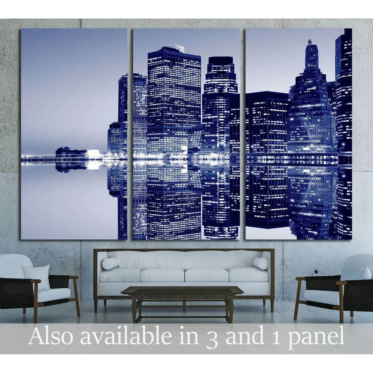 New York City Skyline At Night Lights, Lowre Manhattan №2591 Ready To Hang Canvas Print 5