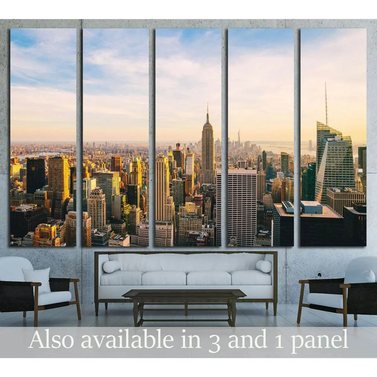 NYC Skyline Sunset Canvas Wall Art – Ready-to-Hang Print #3014