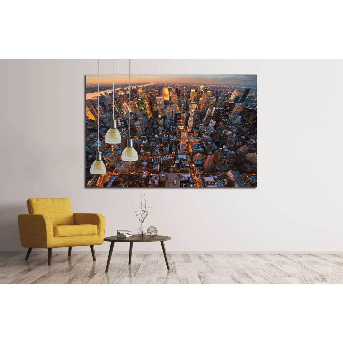 New York City Skyline At Sunset Newyork №2639 Ready To Hang Canvas Print 3