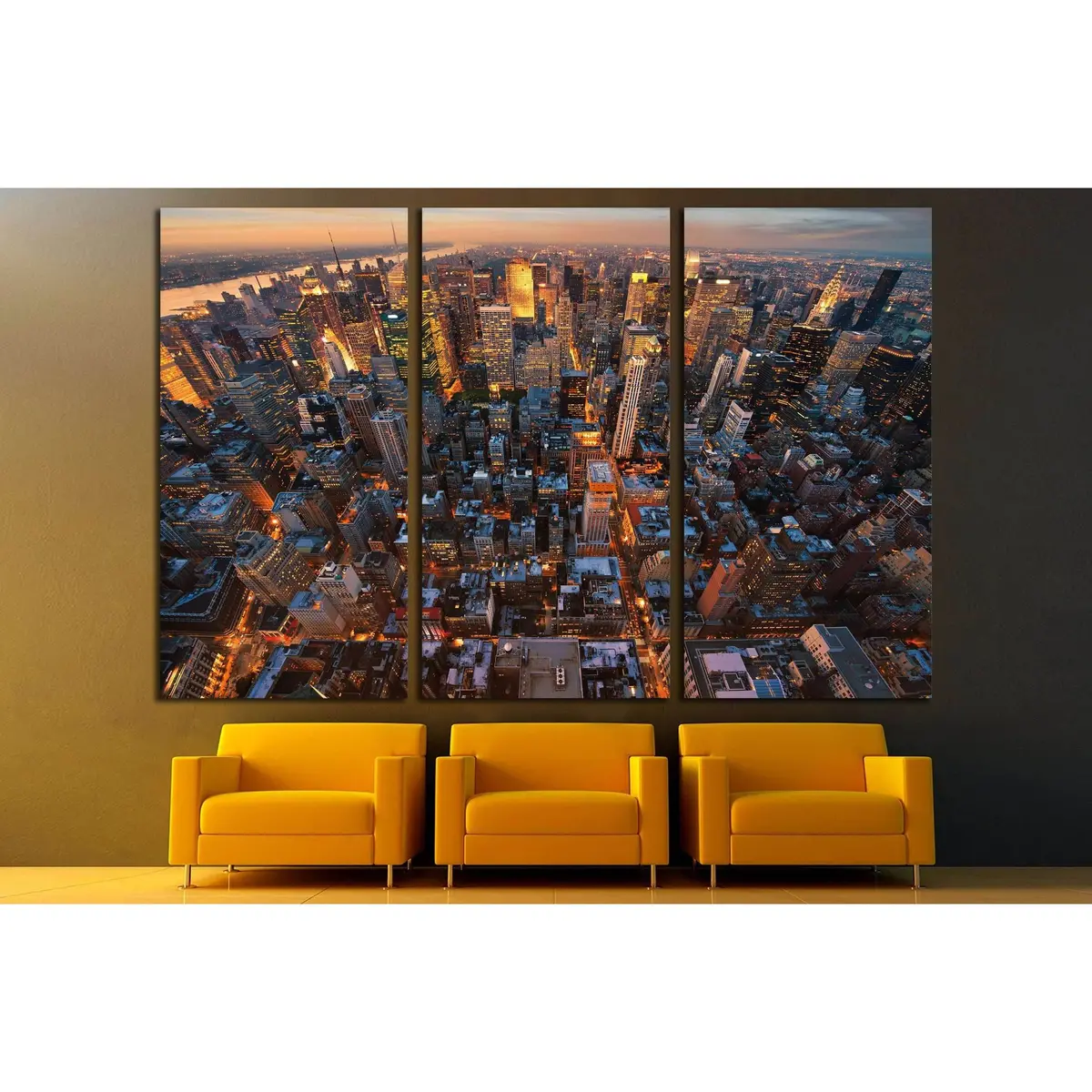New York City Skyline At Sunset Newyork №2639 Ready To Hang Canvas Print 5