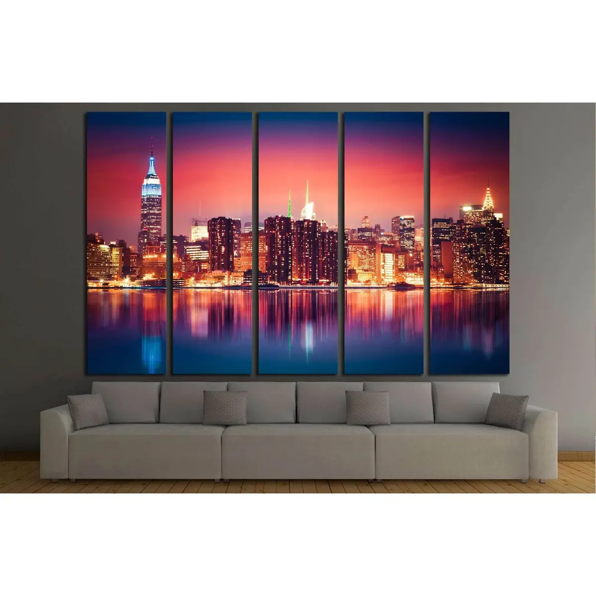 Vibrant Manhattan Night Skyline Canvas Art – Ready-to-Hang Cityscape Print - Image 3