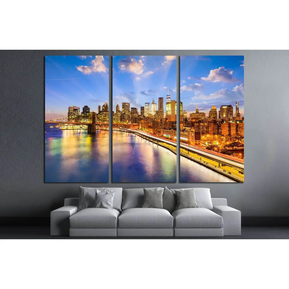 New York City Skyline Over The East River №2981 Ready To Hang Canvas Print 5