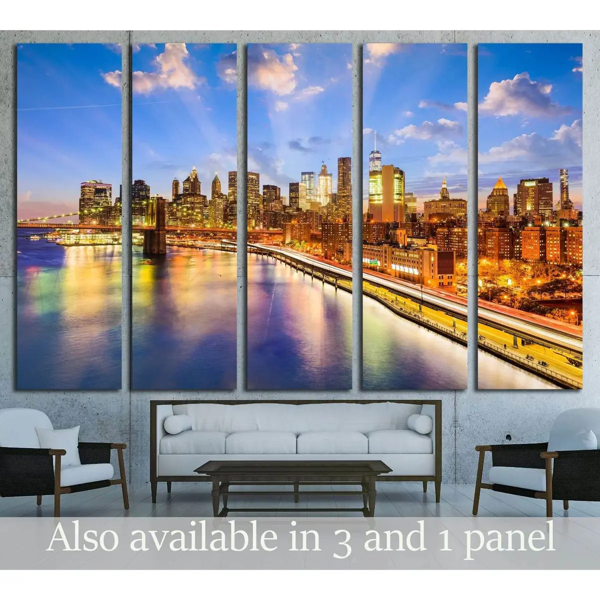New York City Skyline Canvas Art Print Featuring East River View – Ready-to-Hang Wall Decor #2981