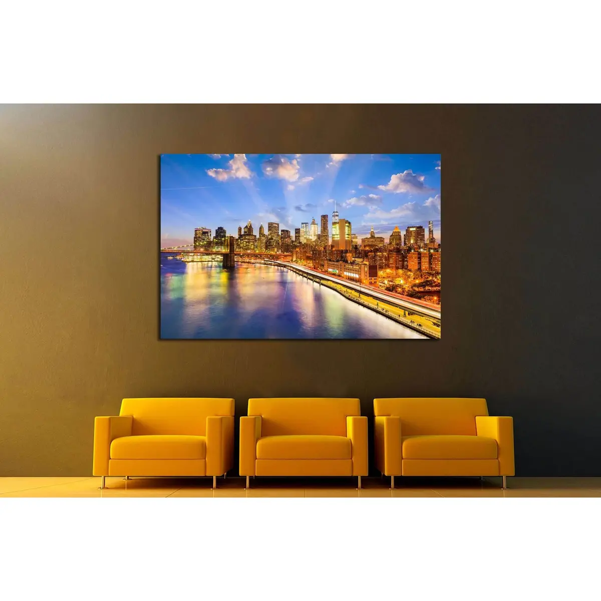 New York City Skyline Over The East River №2981 Ready To Hang Canvas Print 3
