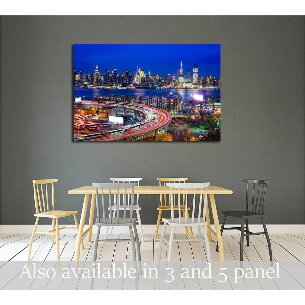 New York City Skyline Over The Helix Loop №2969 Ready To Hang Canvas Print 1