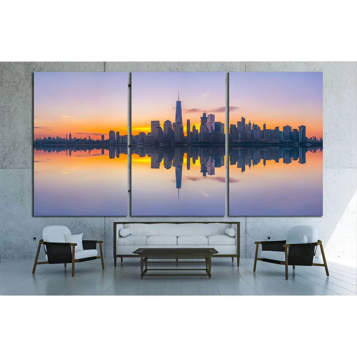 New York City Skyline Reflections At Sunrise №3059 Ready To Hang Canvas Print 5