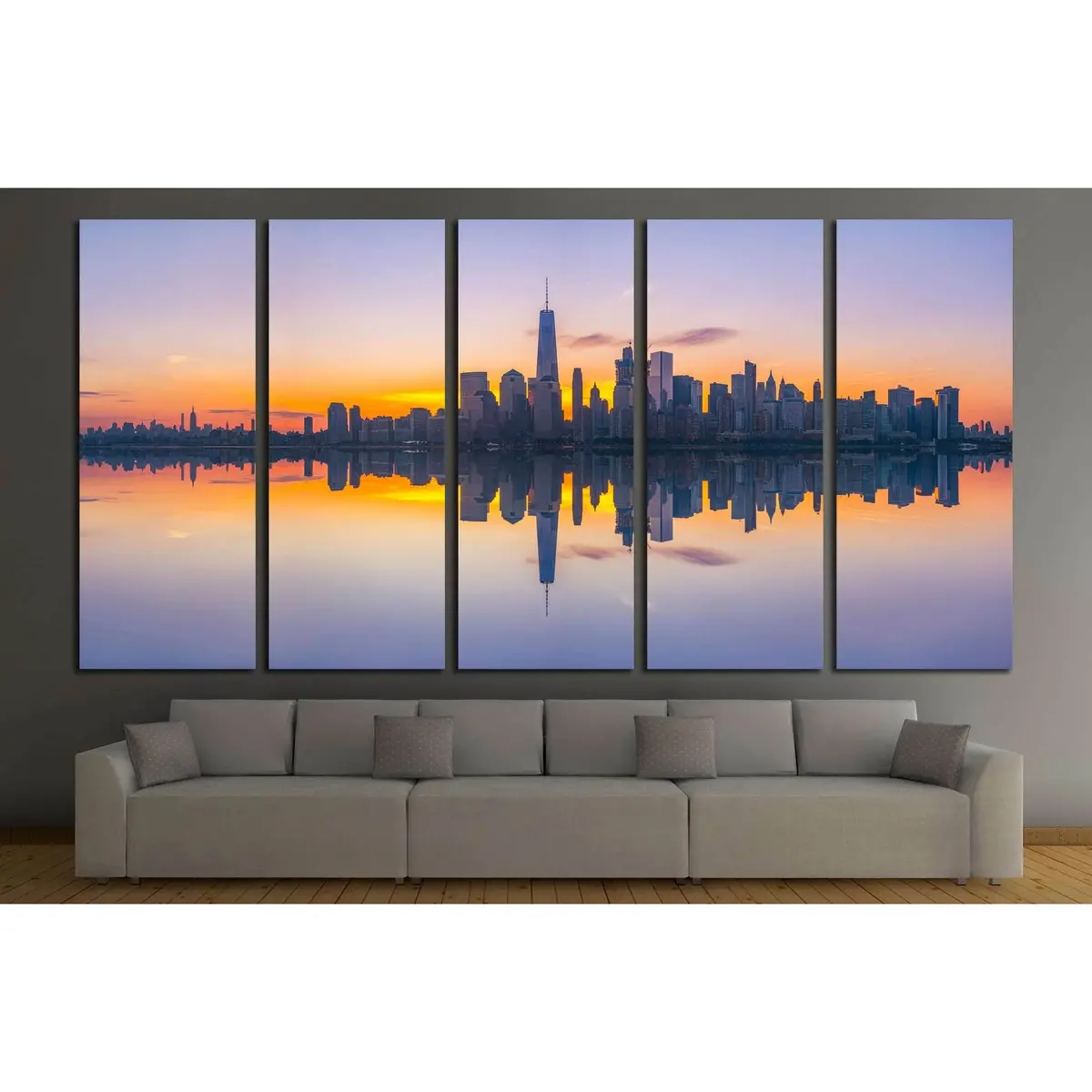 NYC Skyline Sunrise Reflection Canvas Wall Art – Ready-to-Hang Print #3059 - Image 3