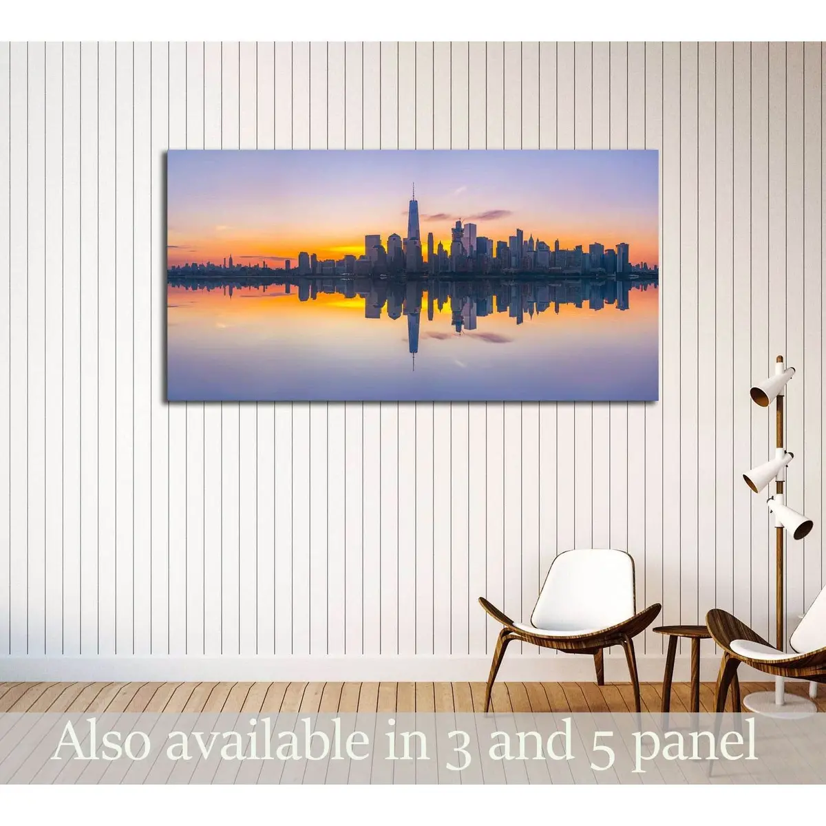 New York City Skyline Reflections At Sunrise №3059 Ready To Hang Canvas Print 1