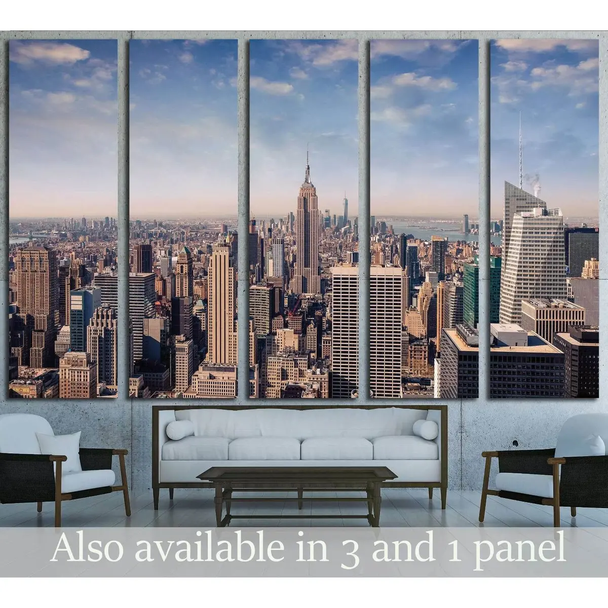 Vintage NYC Skyline Canvas Art Print #2951 – Ready-to-Hang Urban Skyscraper Wall Decor
