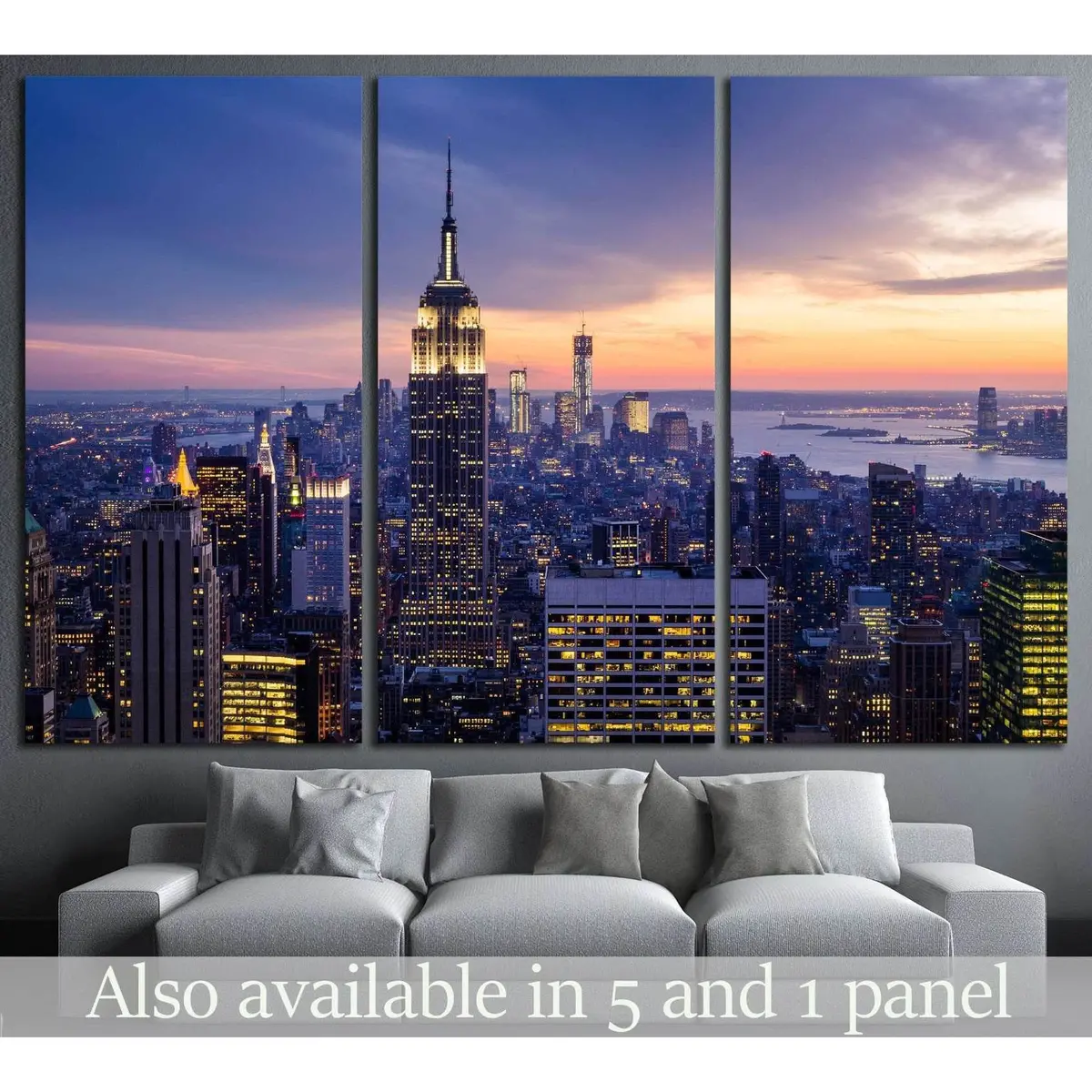 New York City With Skyscrapers At Sunset №2037 Ready To Hang Canvas Print 5