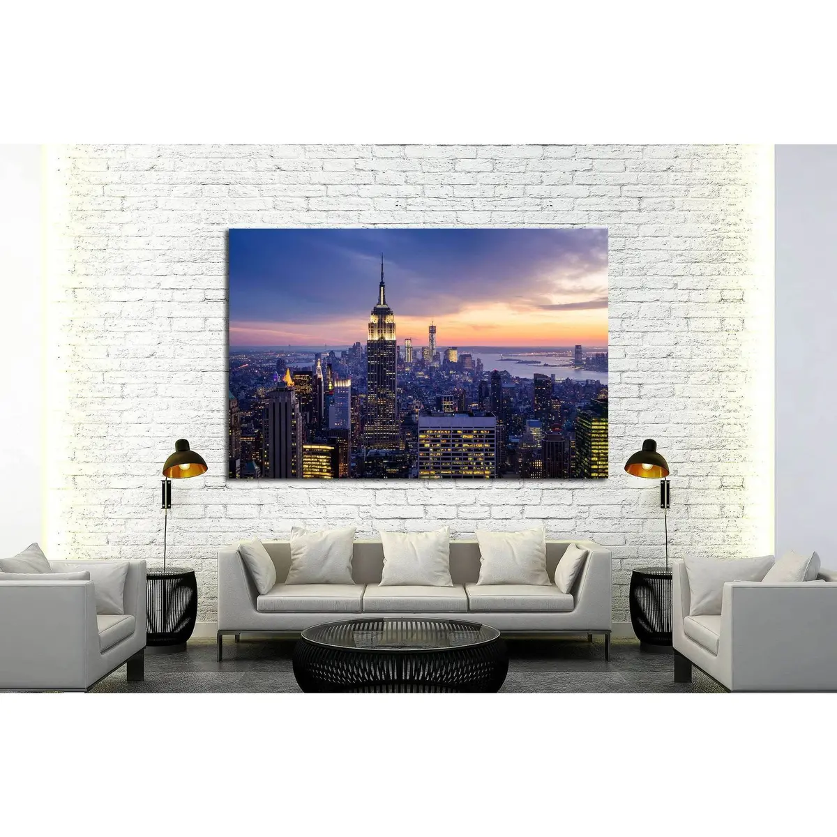 New York City With Skyscrapers At Sunset №2037 Ready To Hang Canvas Print 3