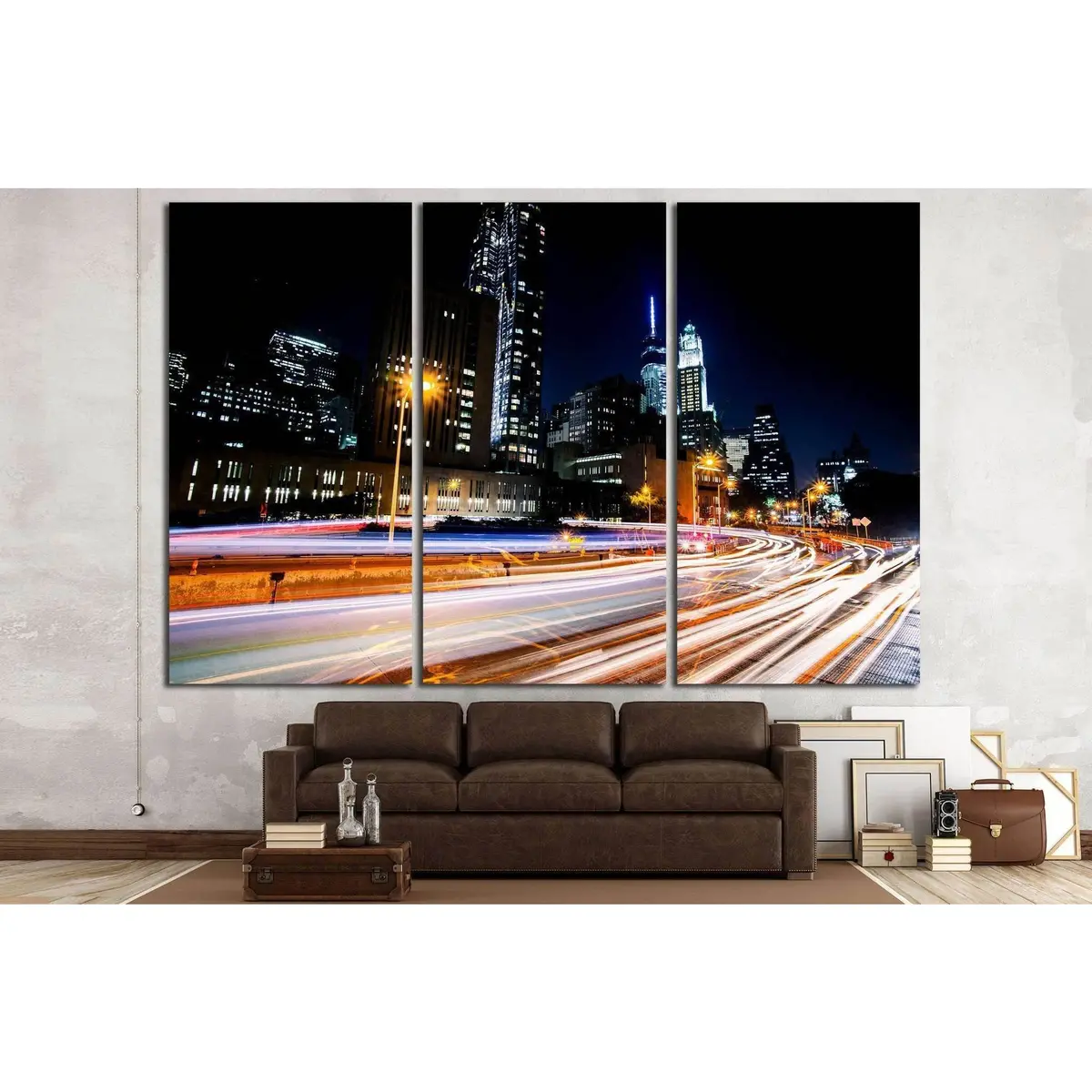 New York, Manhattan Night Scene №797 Ready To Hang Canvas Print 5