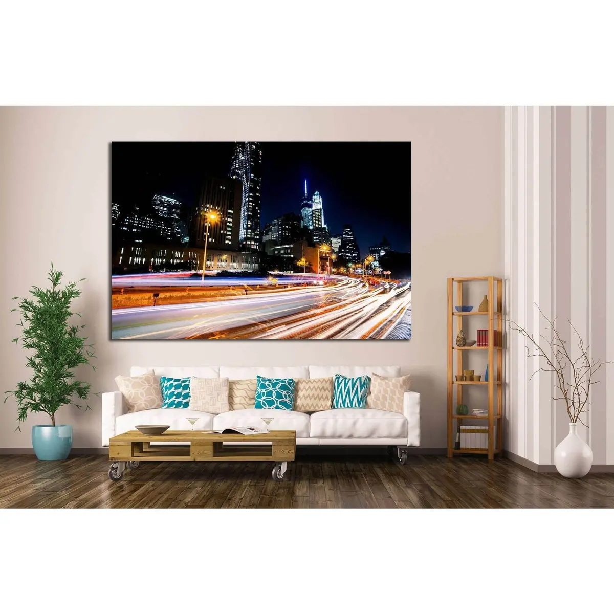 New York, Manhattan Night Scene №797 Ready To Hang Canvas Print 3