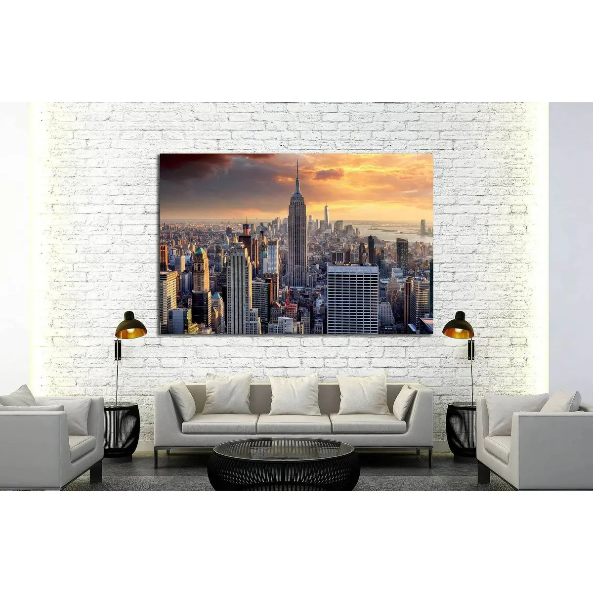 New York Skyline At Sunset, Usa №2072 Ready To Hang Canvas Print 3