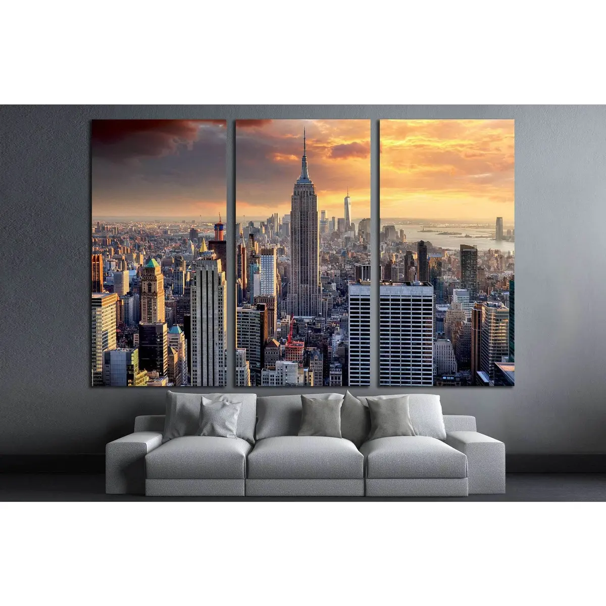 New York Skyline At Sunset, Usa №2072 Ready To Hang Canvas Print 5