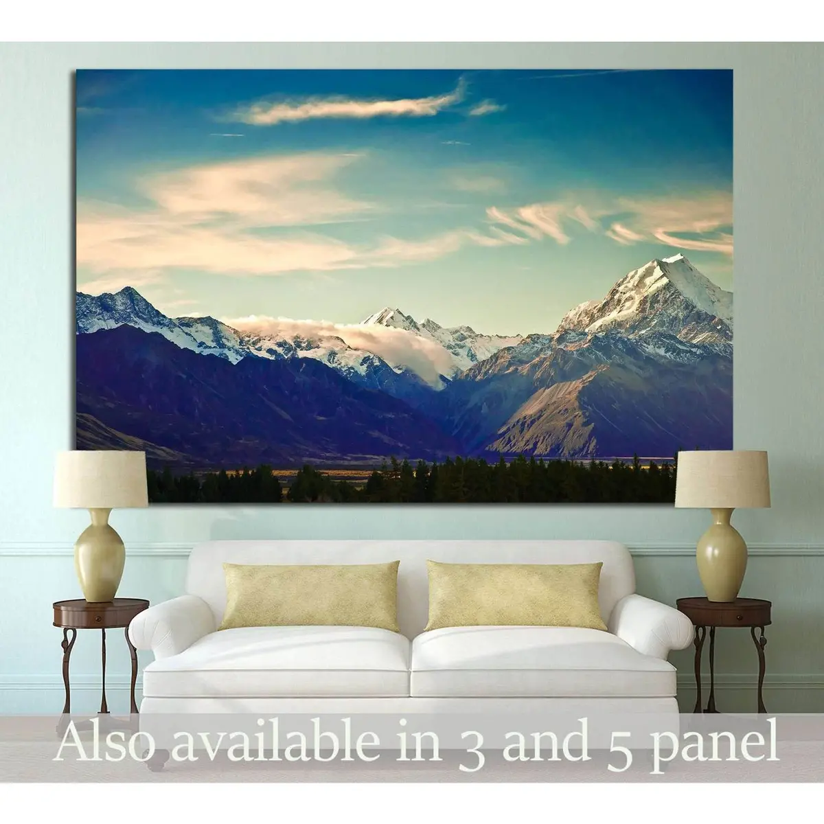 New Zealand Scenic Mountain №641 Ready To Hang Canvas Print 1