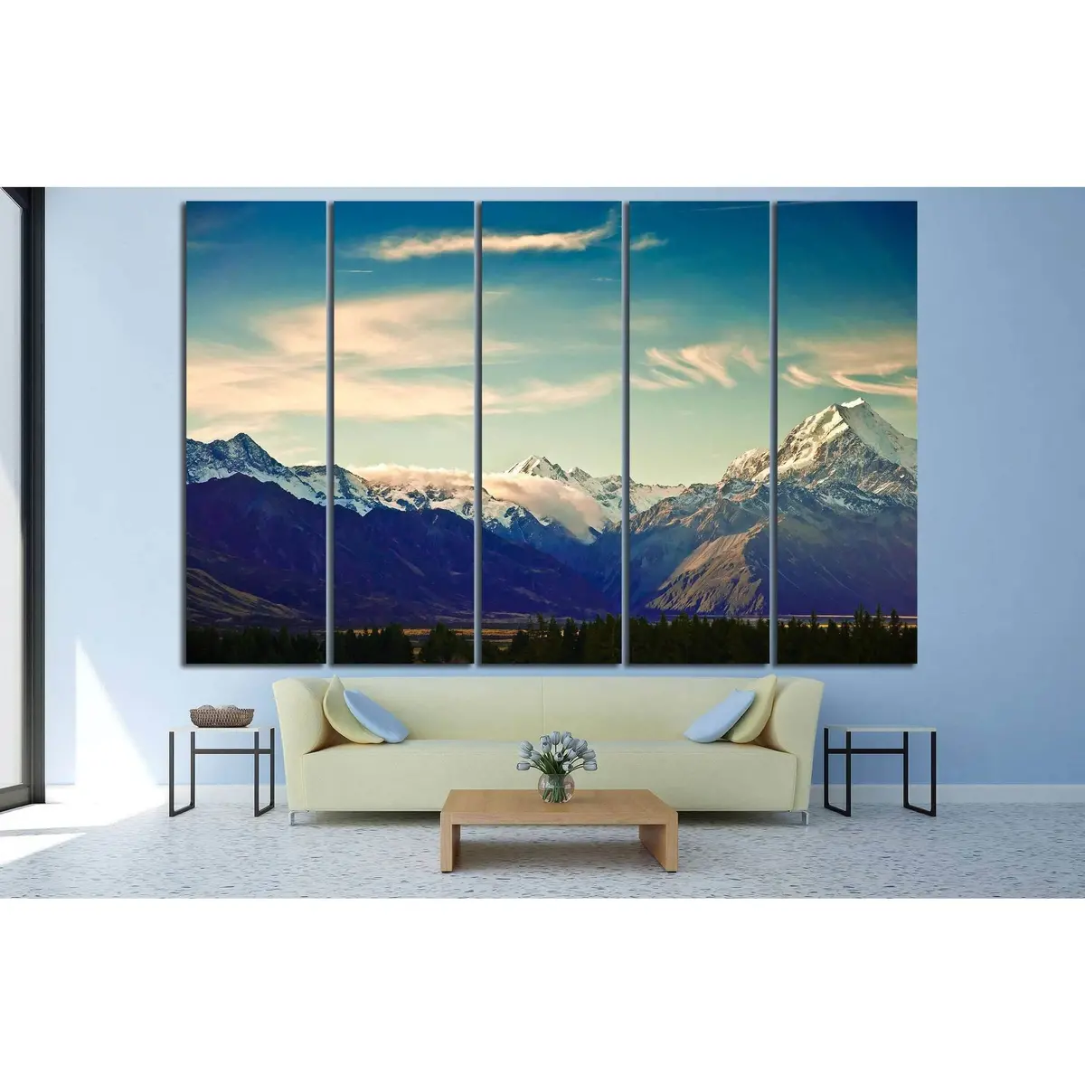 New Zealand Mountain Landscape Canvas Art Print #641 - Image 2