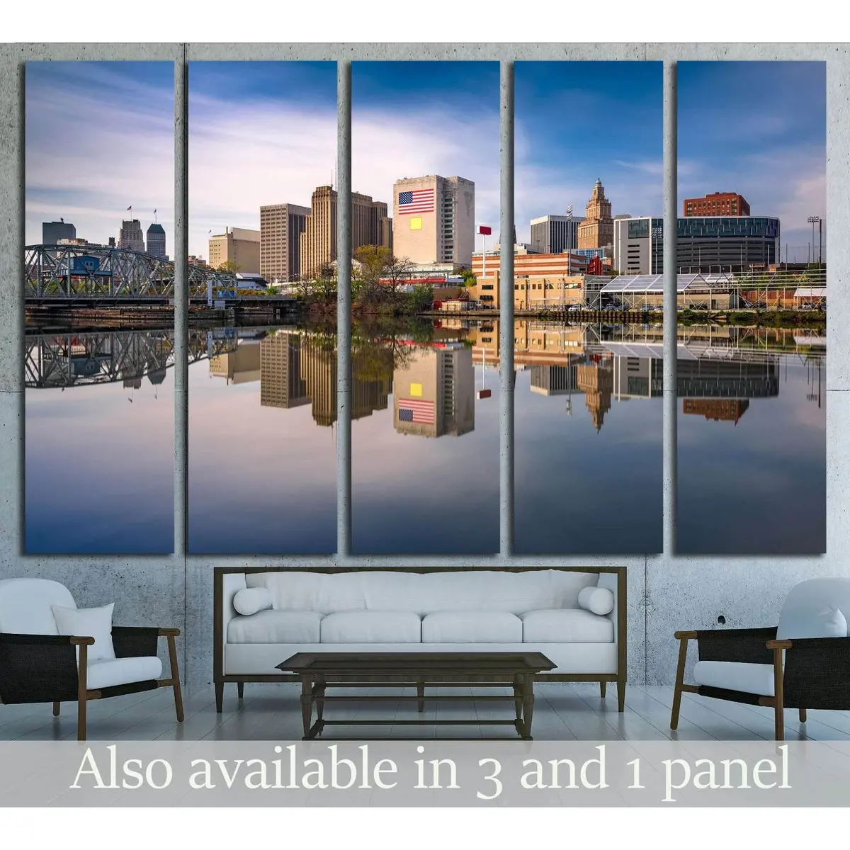 Newark NJ Skyline Canvas Art Print Featuring the Passaic River – Ready-to-Hang Wall Decor