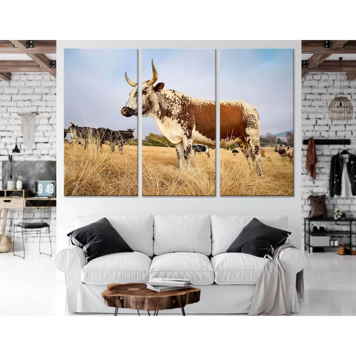 Nguni Cow Standing In Field №04132 Ready To Hang Canvas Print 5