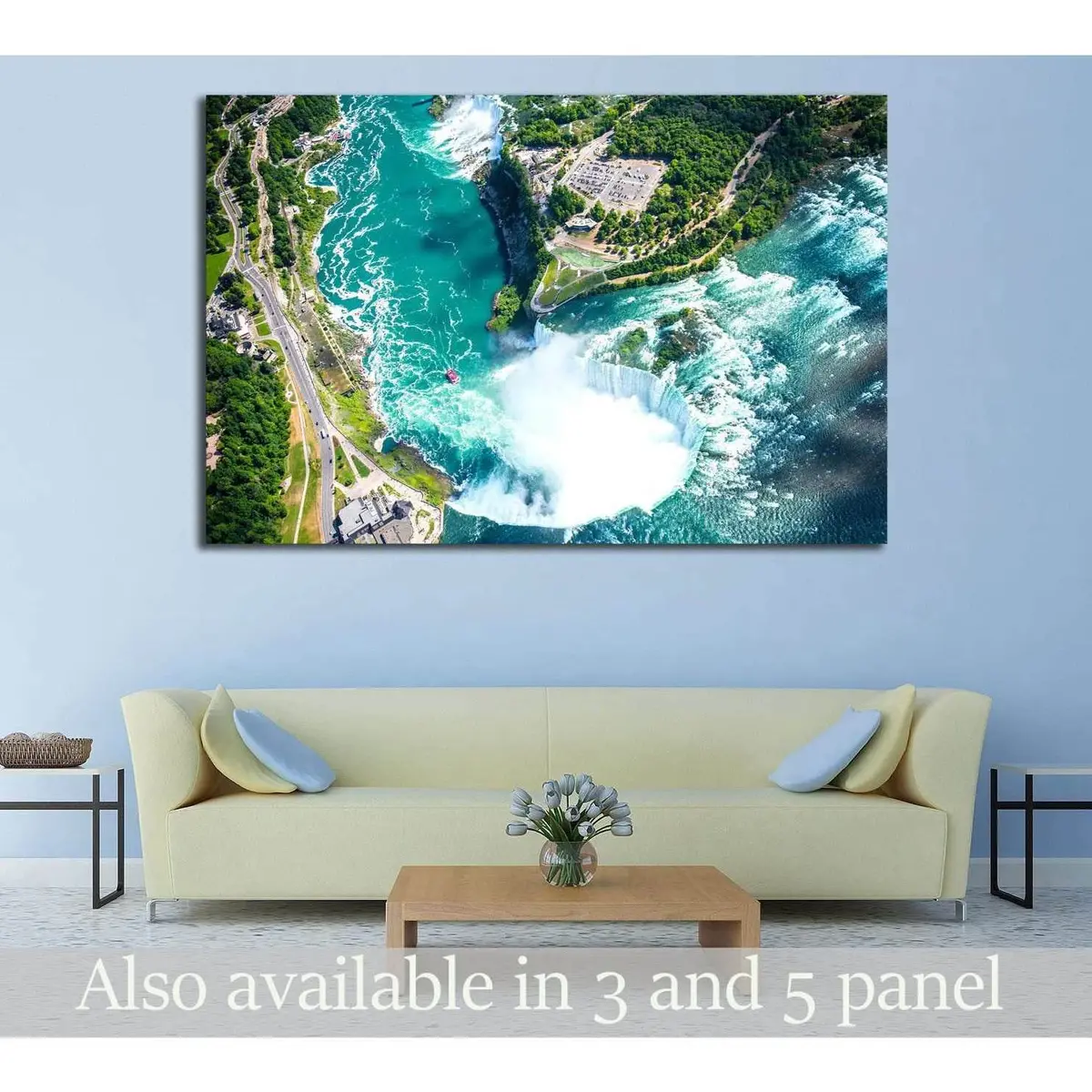 Niagara Falls Aerial View From Helicopter, Canadian Falls, Canada №2007 Ready To Hang Canvas Print 1