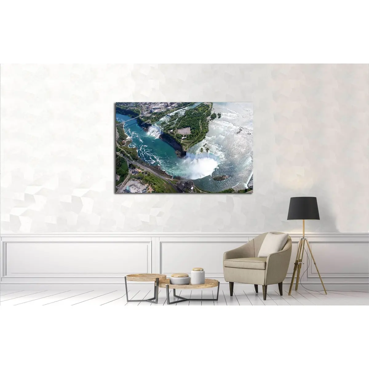 Niagara Falls American And Canadian Side Above View From Helicopter №3212 Ready To Hang Canvas Print 3