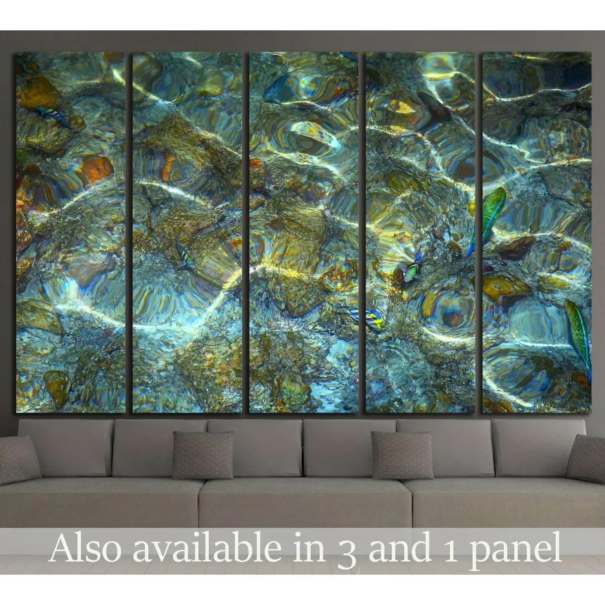 Serene Aquatic Scene Featuring Fish and Gentle Water Ripples — Ready-to-Hang Canvas Wall Art #1391