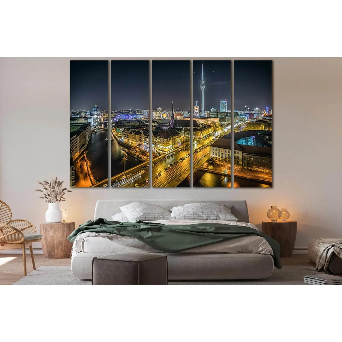Berlin Night Sky Canvas Art Print №Sl344 – Ready to Hang with Built-in Hardware - Image 3