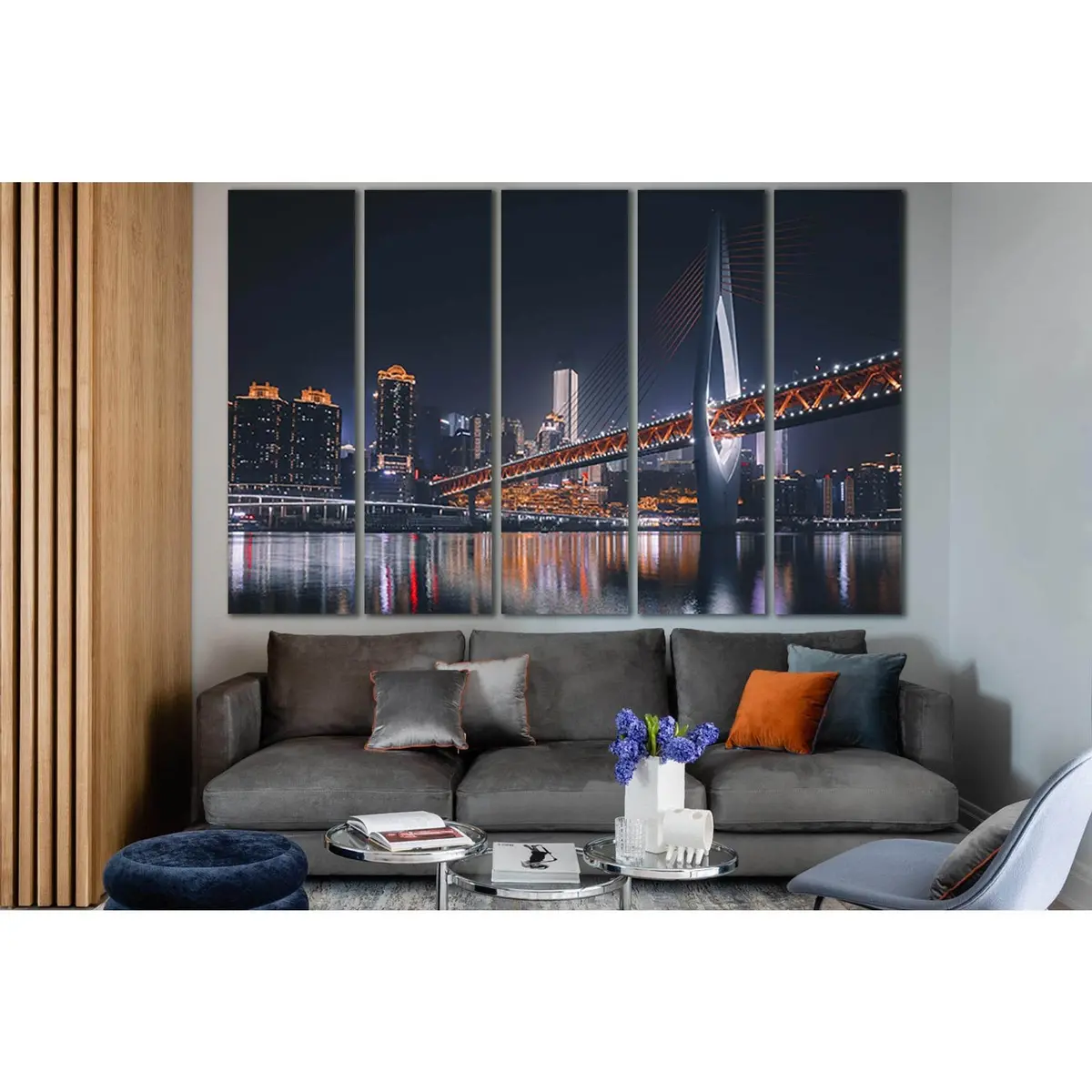 Chinese Night Bridge Canvas Art №SL1108 – Premium Ready-to-Hang Wall Decor - Image 3