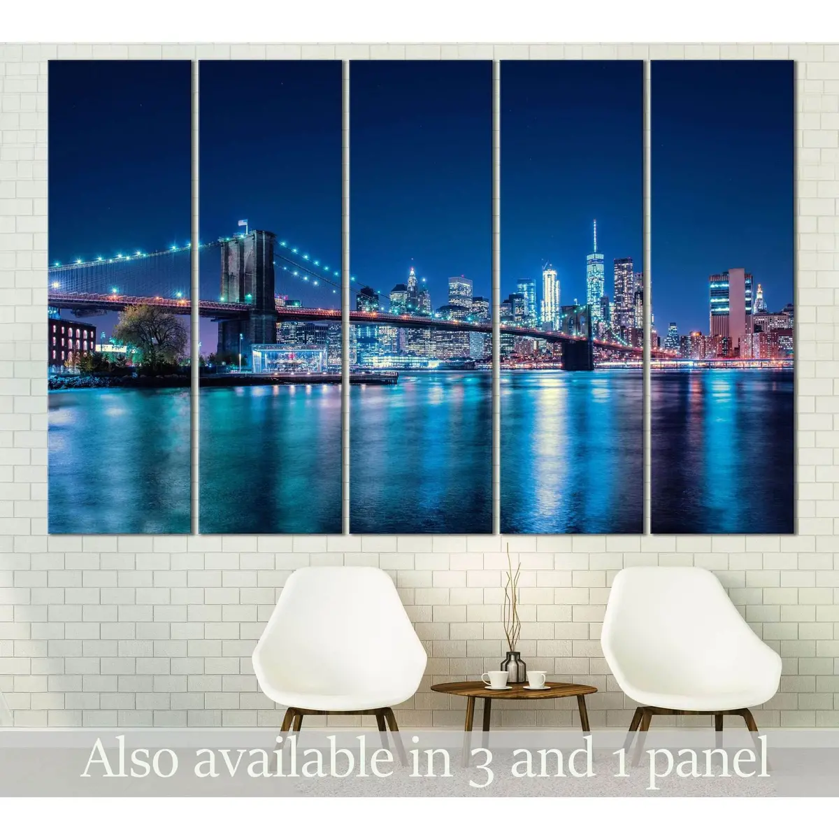 Brooklyn Bridge Night Scene Canvas Art Print – Ready to Hang - Image 3