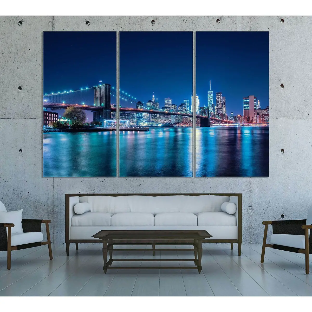 Night Brooklyn Bridge №3018 Ready To Hang Canvas Print 5