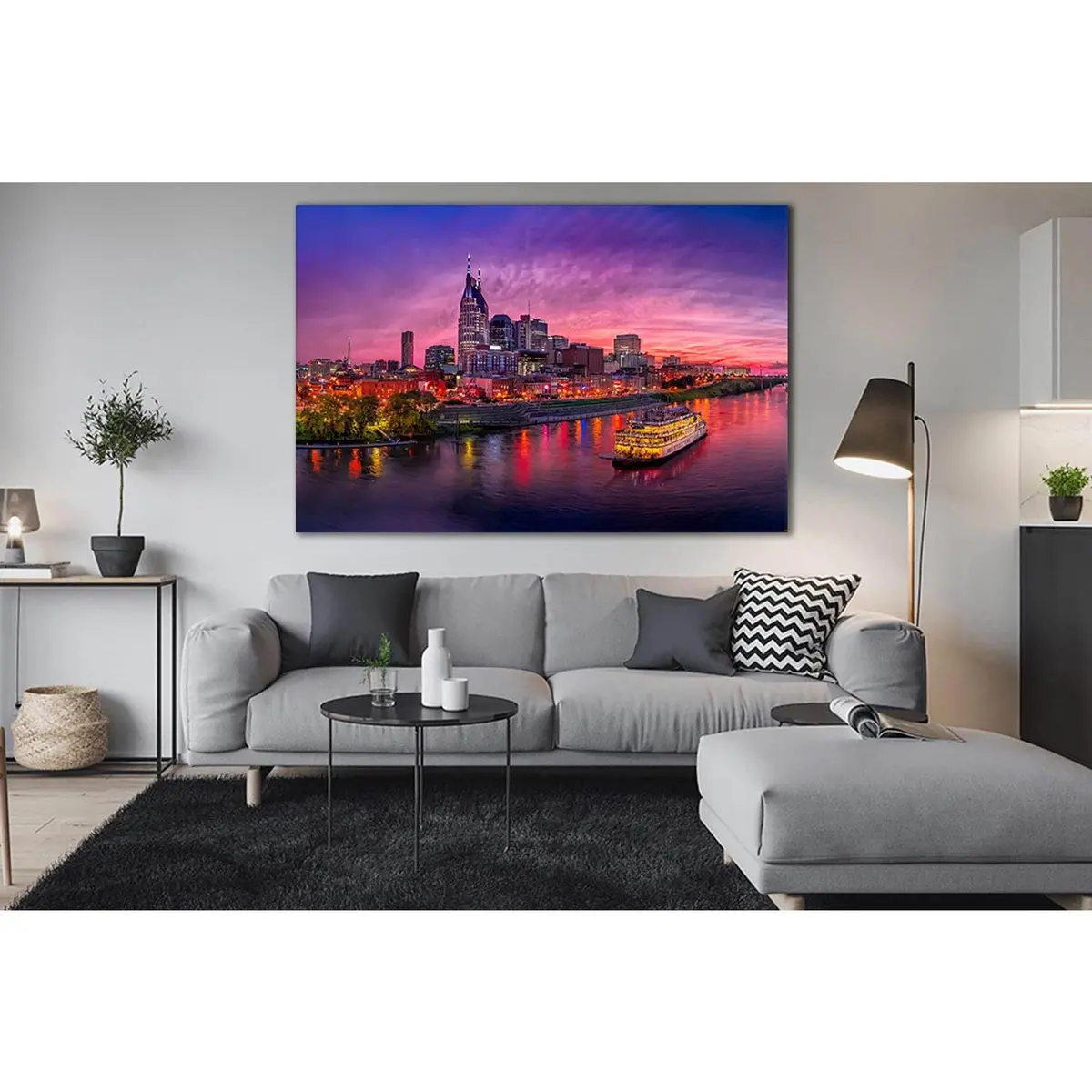Night City Lights Nashville Usa №Sl324 Ready To Hang Canvas Print 1