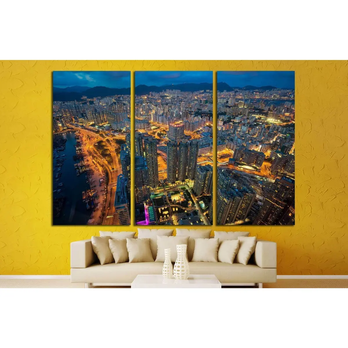 Night Cityscape From Top Of Building №1367 Ready To Hang Canvas Print 5