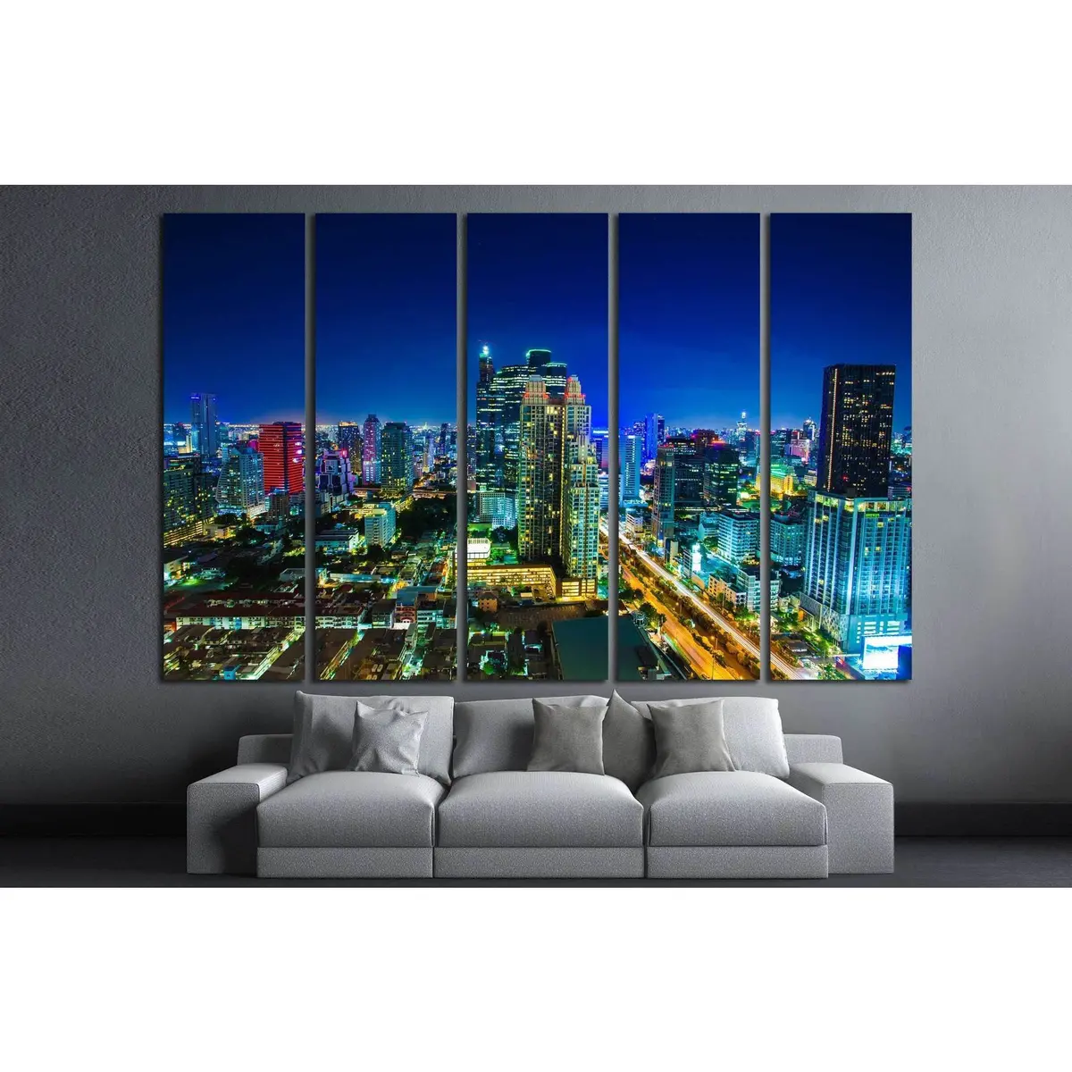 Urban Night Skyline Canvas Art Print #995 – Ready to Hang - Image 3