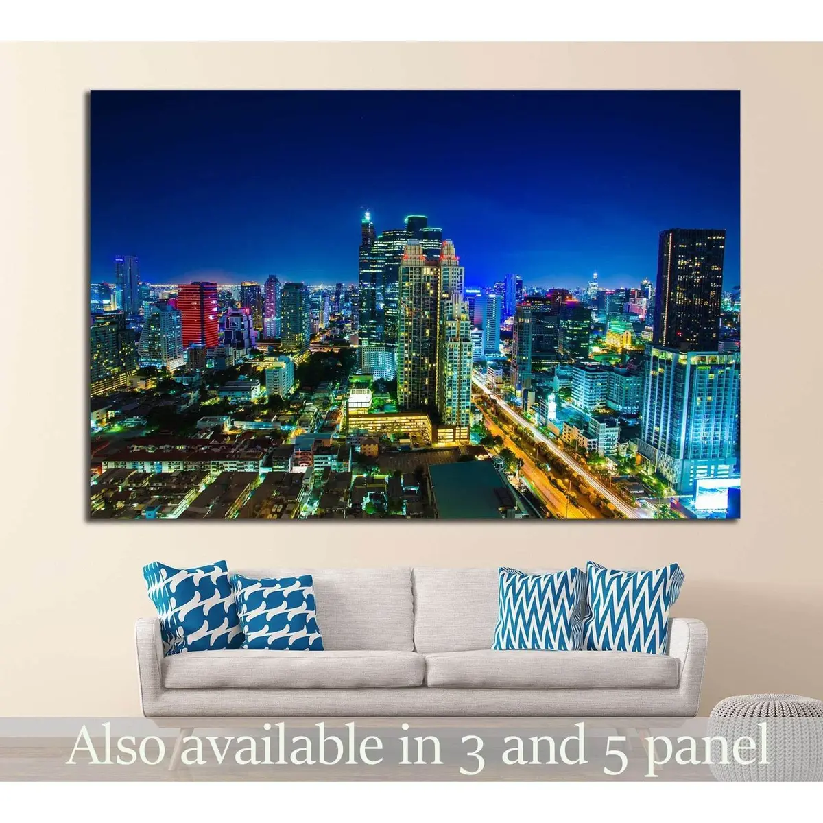 Night Landscape Buildings №995 Ready To Hang Canvas Print 1