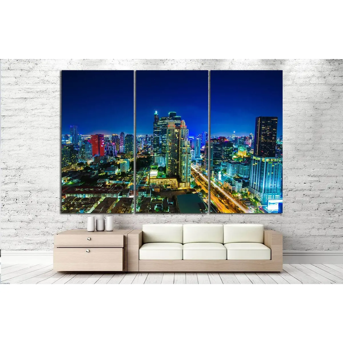 Night Landscape Buildings №995 Ready To Hang Canvas Print 5