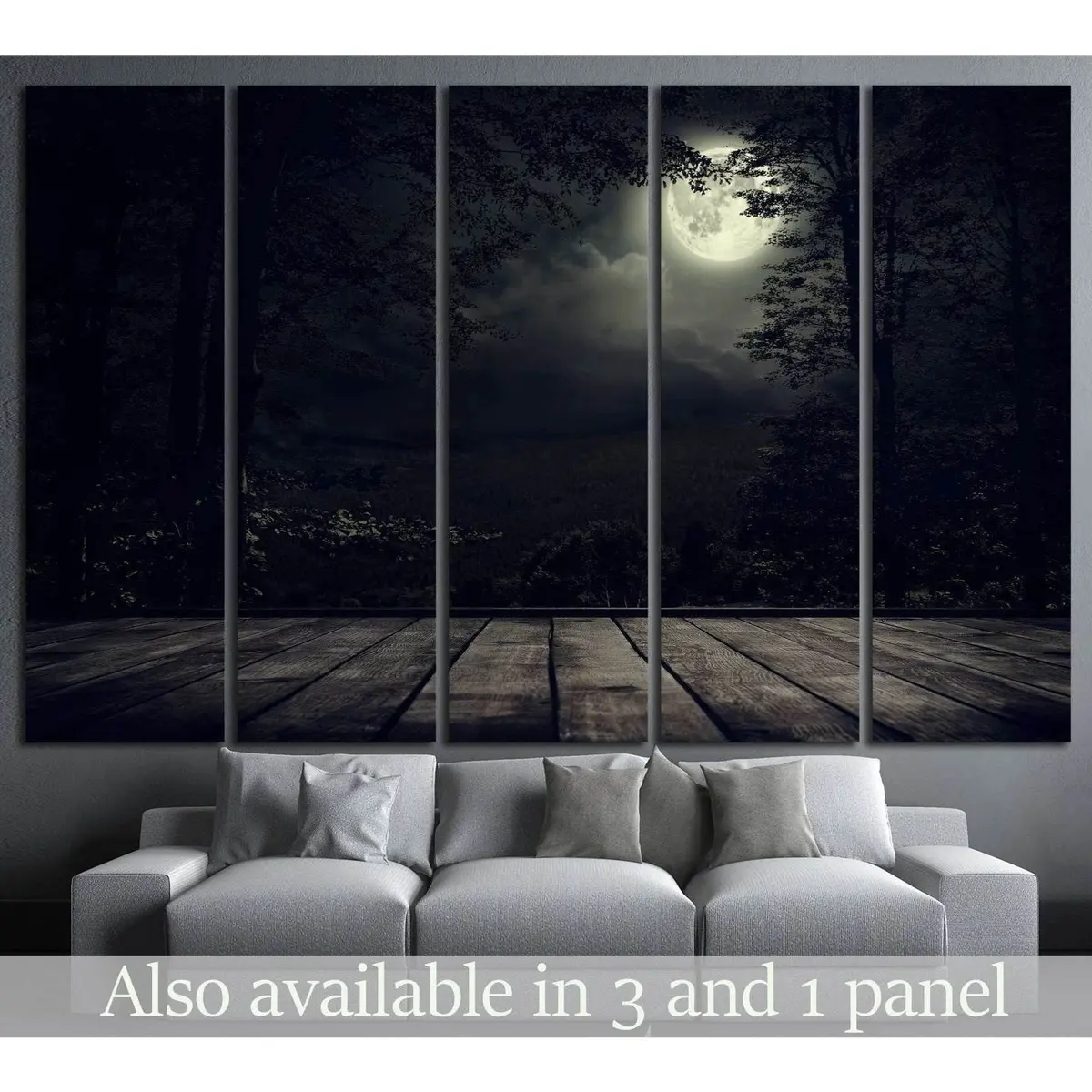 Moonlit Mountain Landscape Canvas Art Print #1316 – Ready to Hang