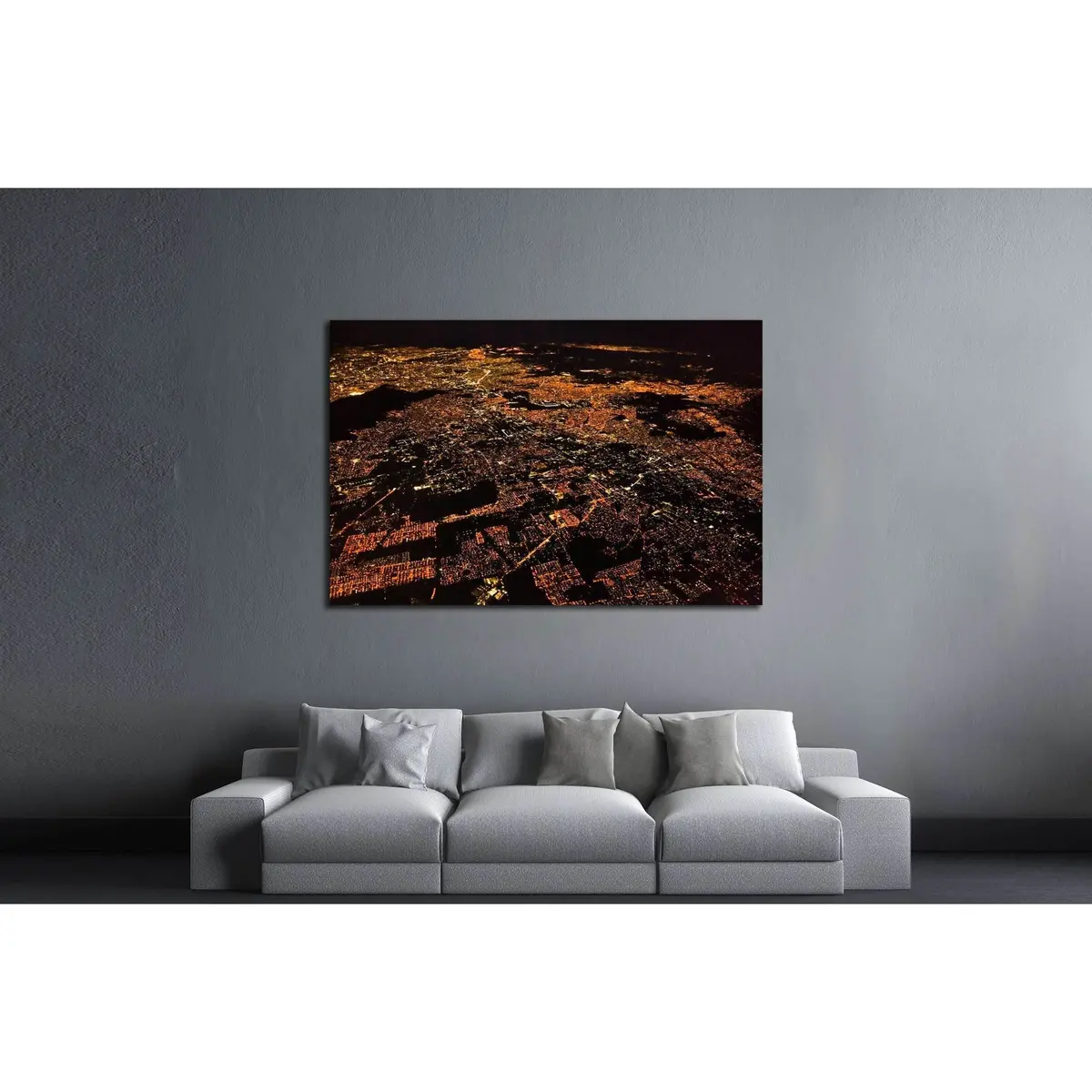 Night Panoramic View Of Mexico City, Mexico. Central America №2942 Ready To Hang Canvas Print 3