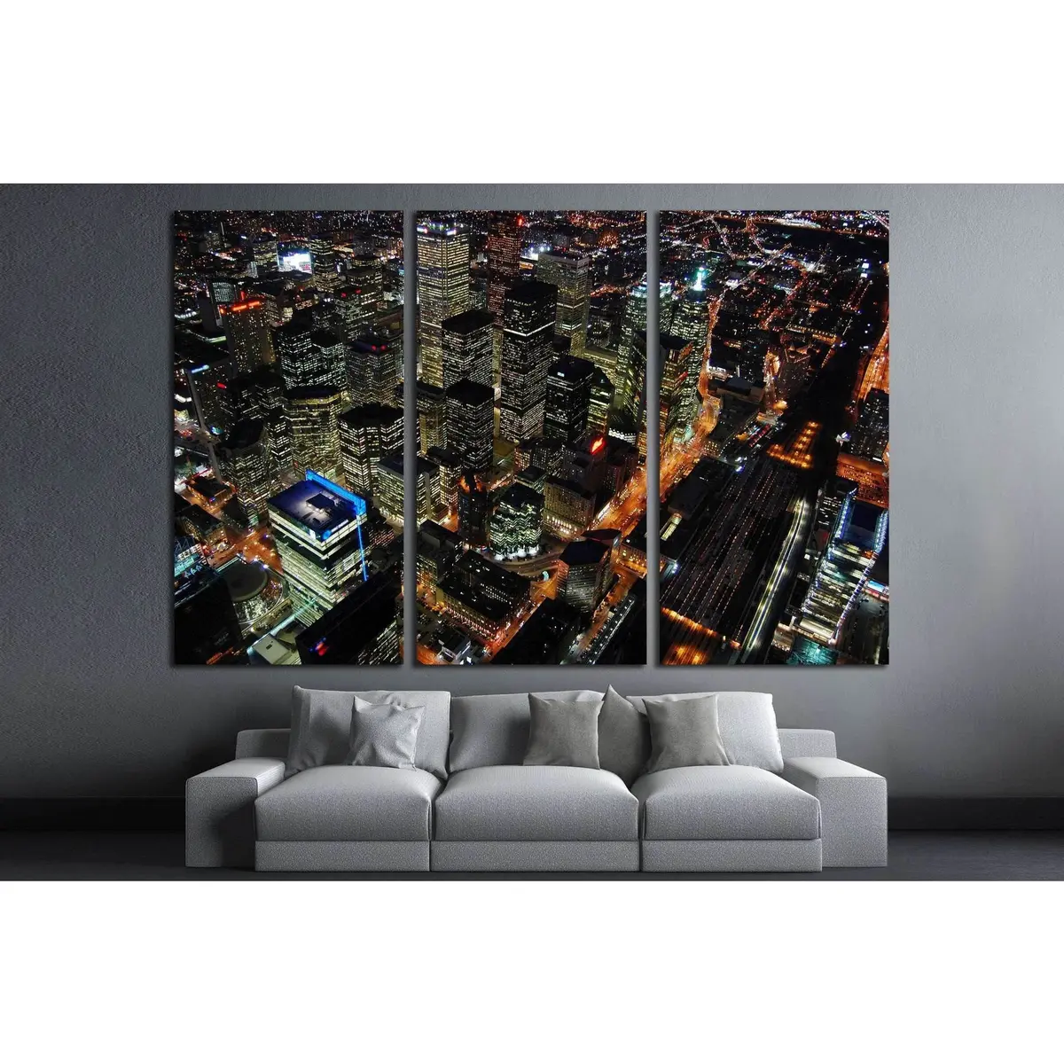 Night Scene Of Toronto Skyscrapers Viewed From Cn Tower, Toronto, Ontario, Canada №2010 Ready To Hang Canvas Print 5