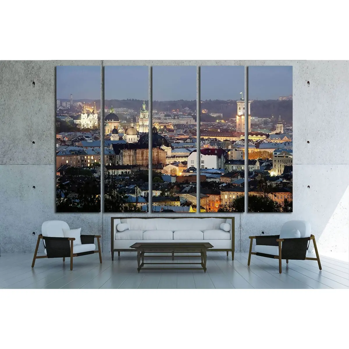Lviv Night Skyline Canvas Art – Aerial Cityscape Print from Ukraine - Image 3